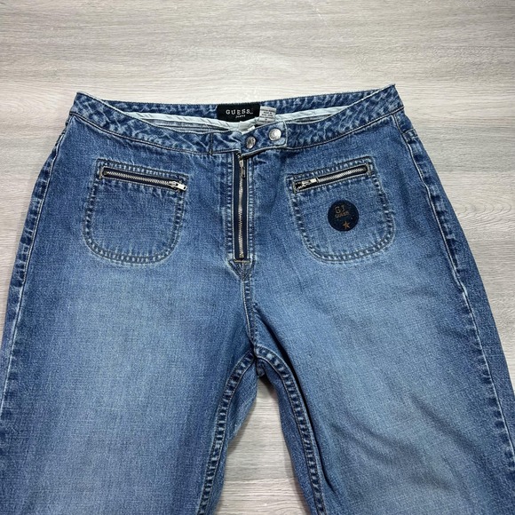 VINTAGE Guess Jeans Womens 32 Blue USA American Tradition Zip Pocket 90s - Picture 3 of 14
